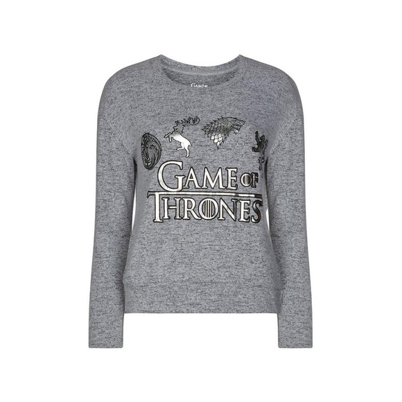 Game Of Thrones Lounge Gray Silver Sweatshirt Top Soft Stretchy Cozy Pajamas Top - Picture 1 of 11
